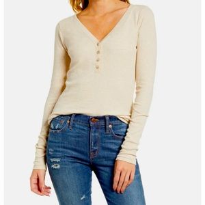 Madewell Long-Sleeve Ribbed Henley Tee